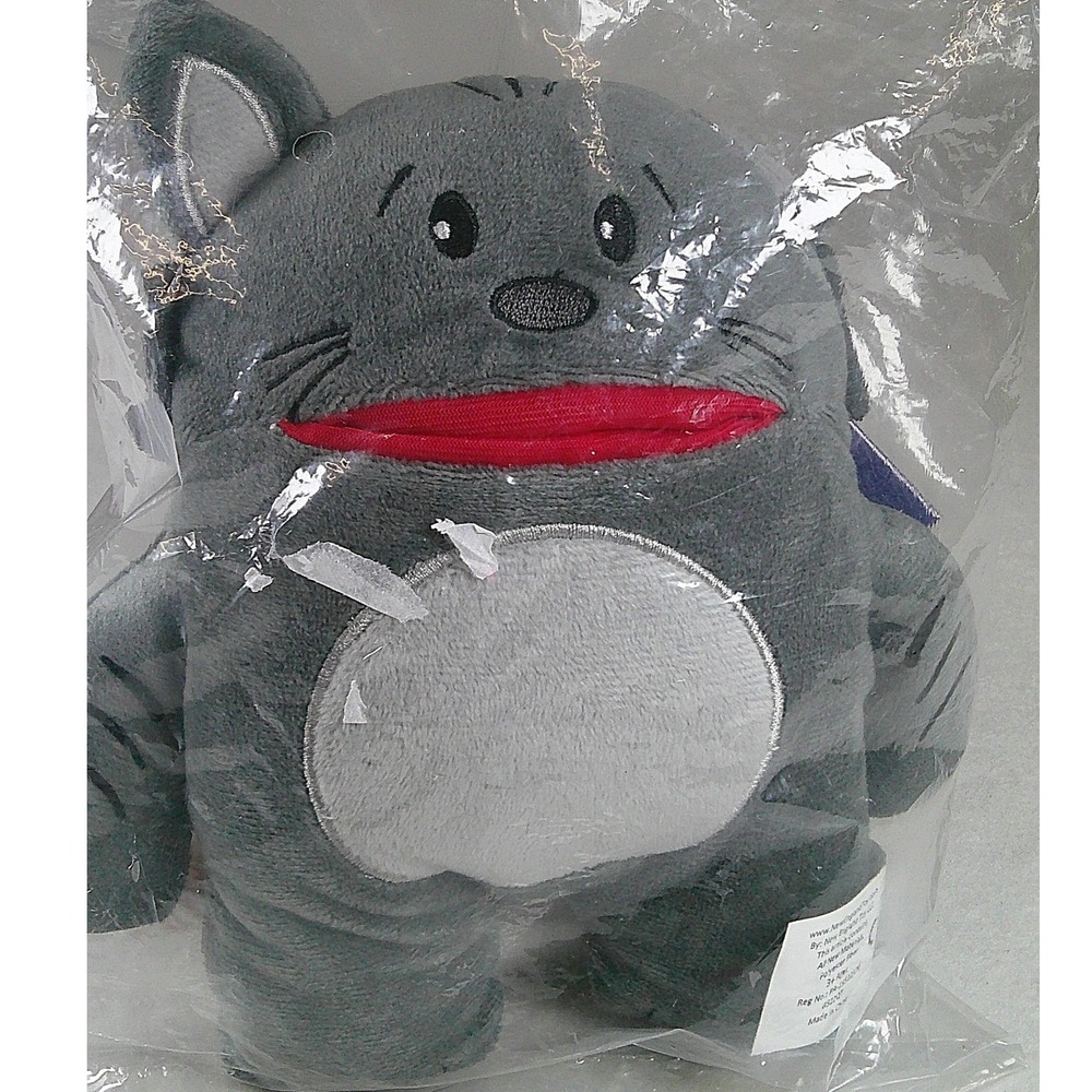 The Tooth Brigade Tooth Pillow Gizmo Grey Cat Plush New England Toy Zipper Mouth